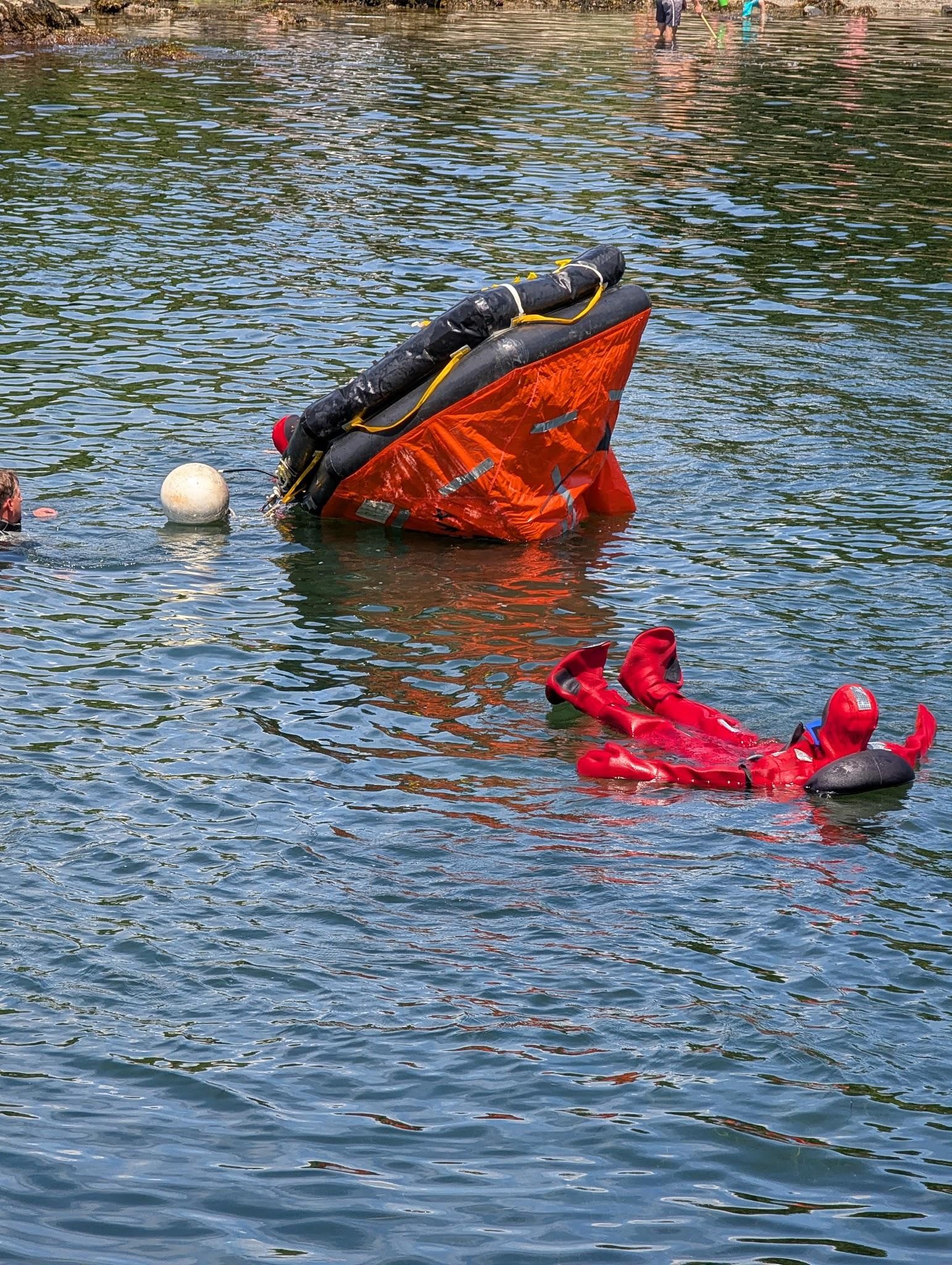 Safety training exercise at sea