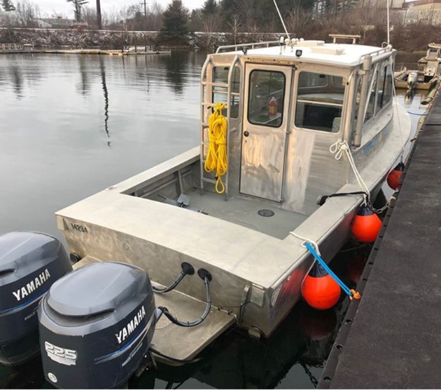 Coastal support vessel at dock